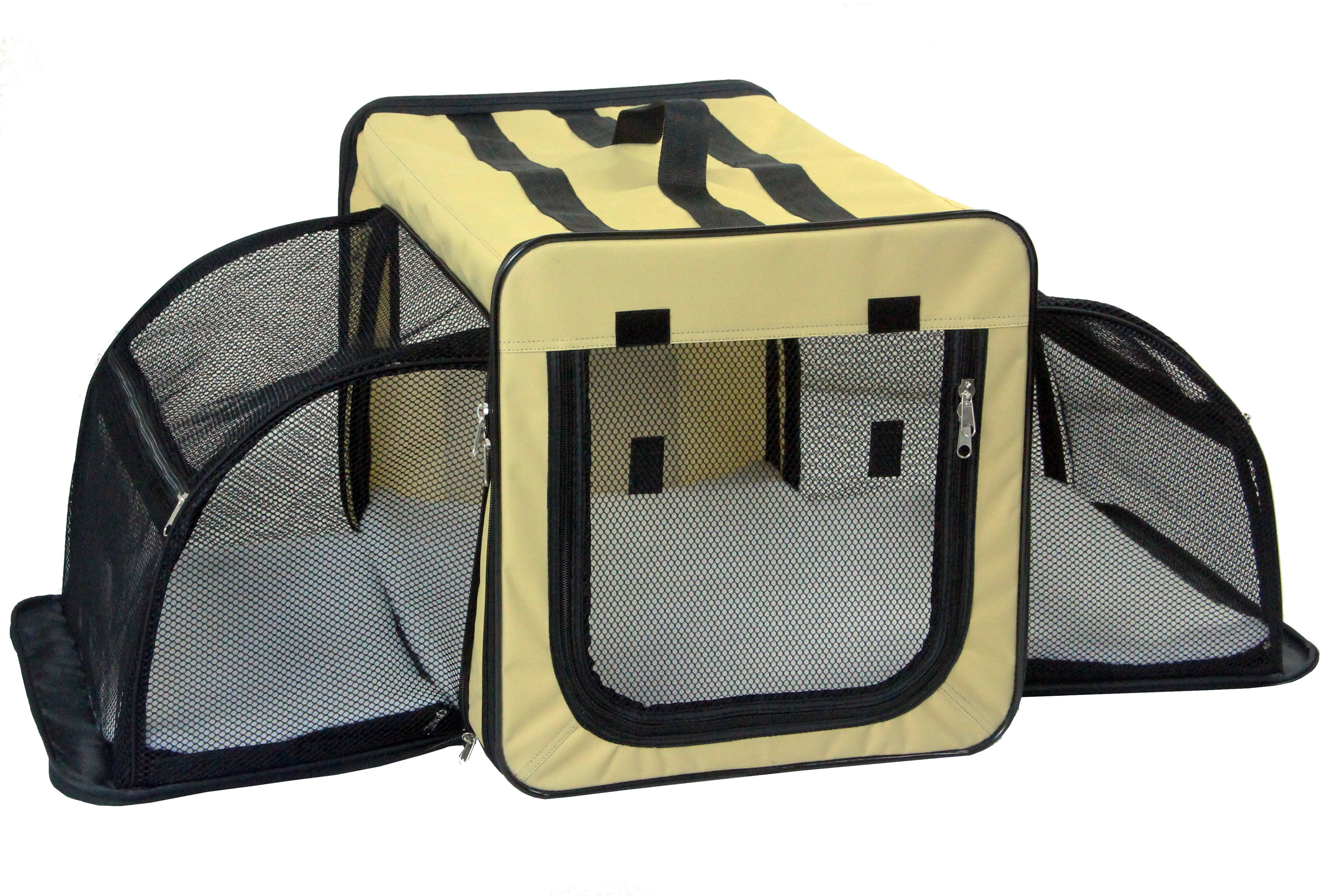 Pet Life ® Capacious Expandable Folding Dog Crate & Carrier