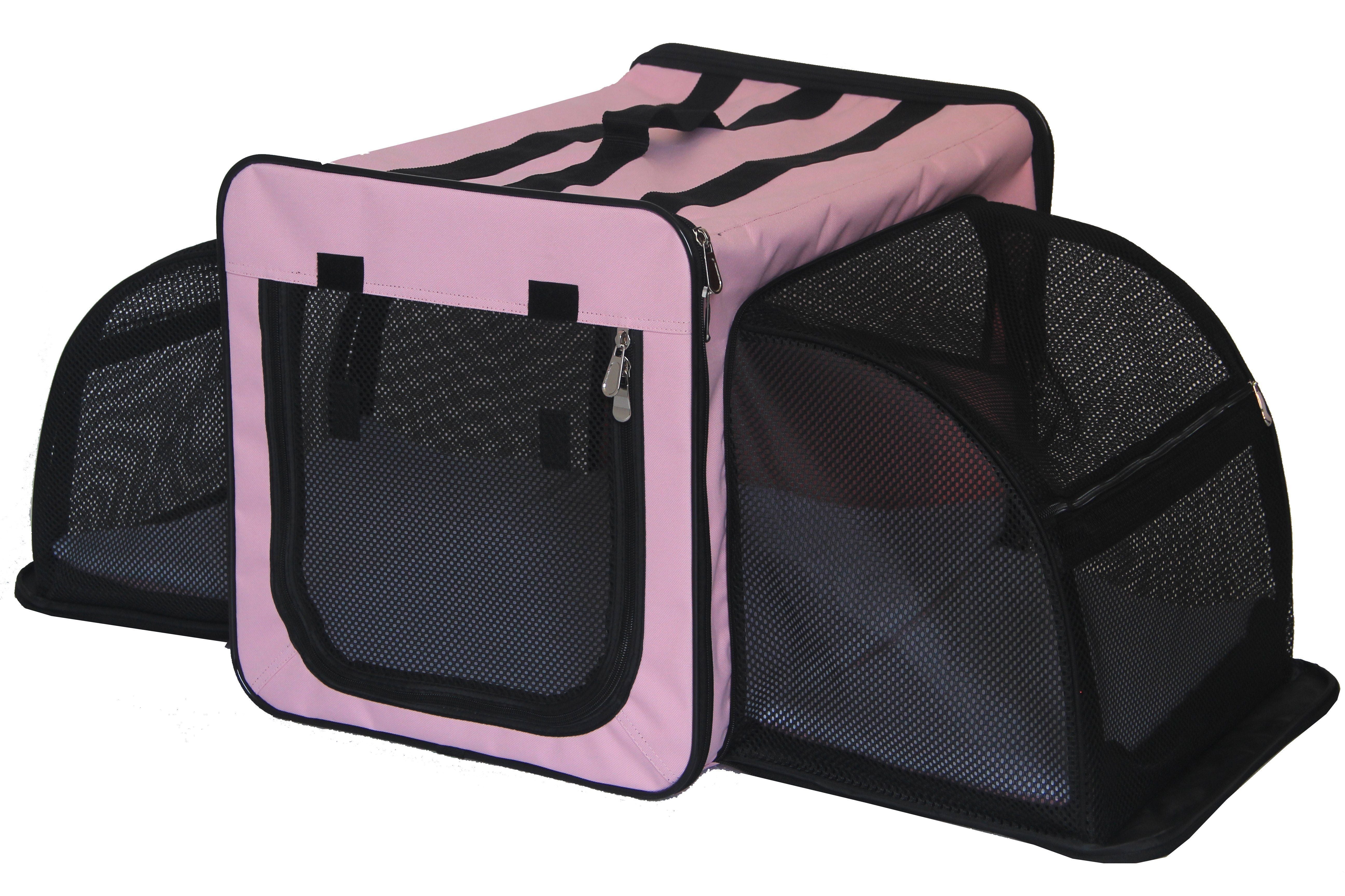 Pet Life ® Capacious Expandable Folding Dog Crate & Carrier
