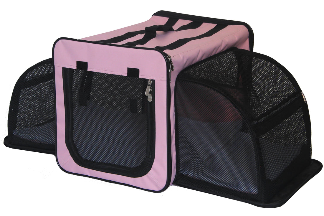 Pet Life ® Capacious Expandable Folding Dog Crate & Carrier
