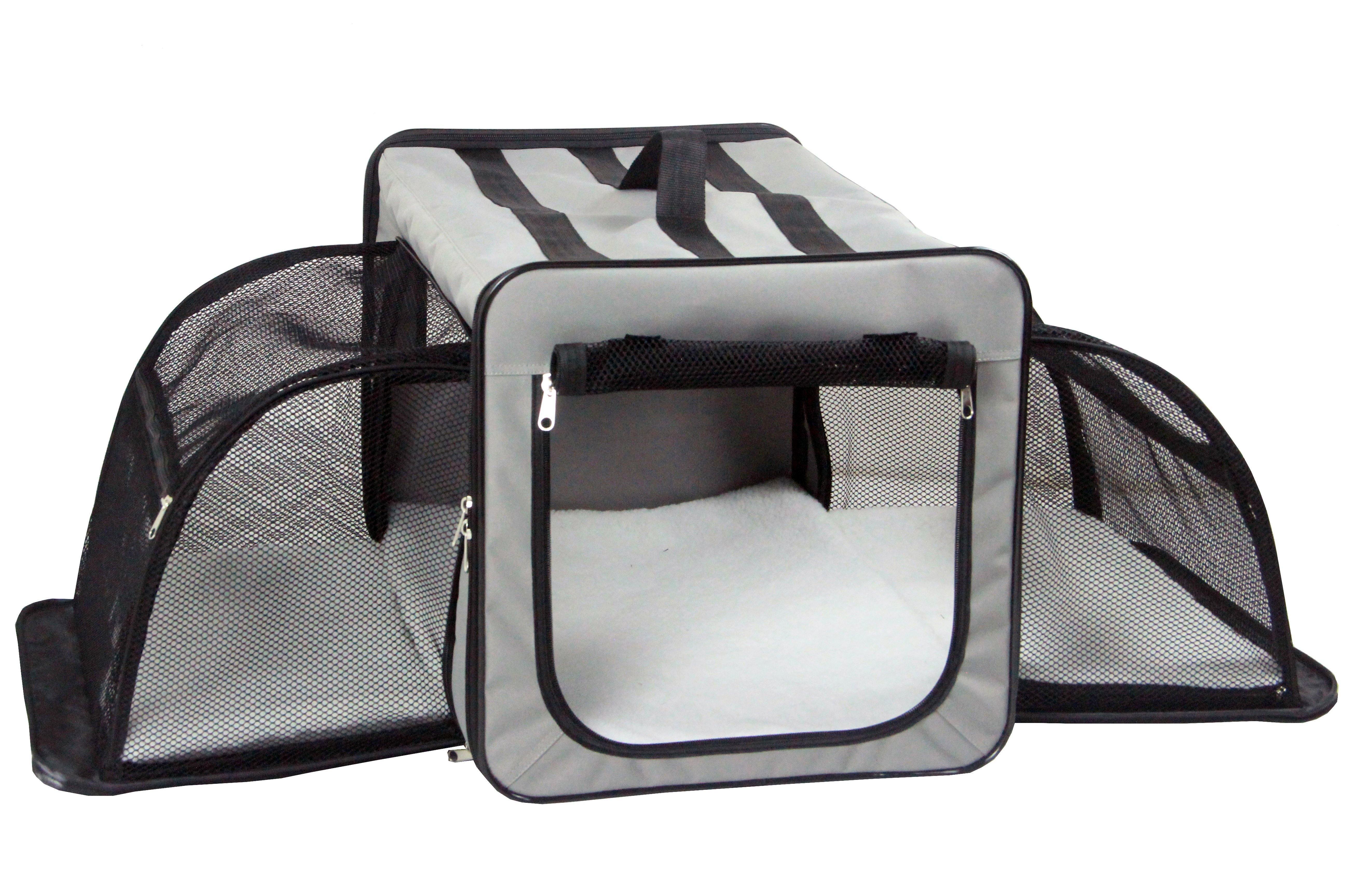 Pet Life ® Capacious Expandable Folding Dog Crate & Carrier