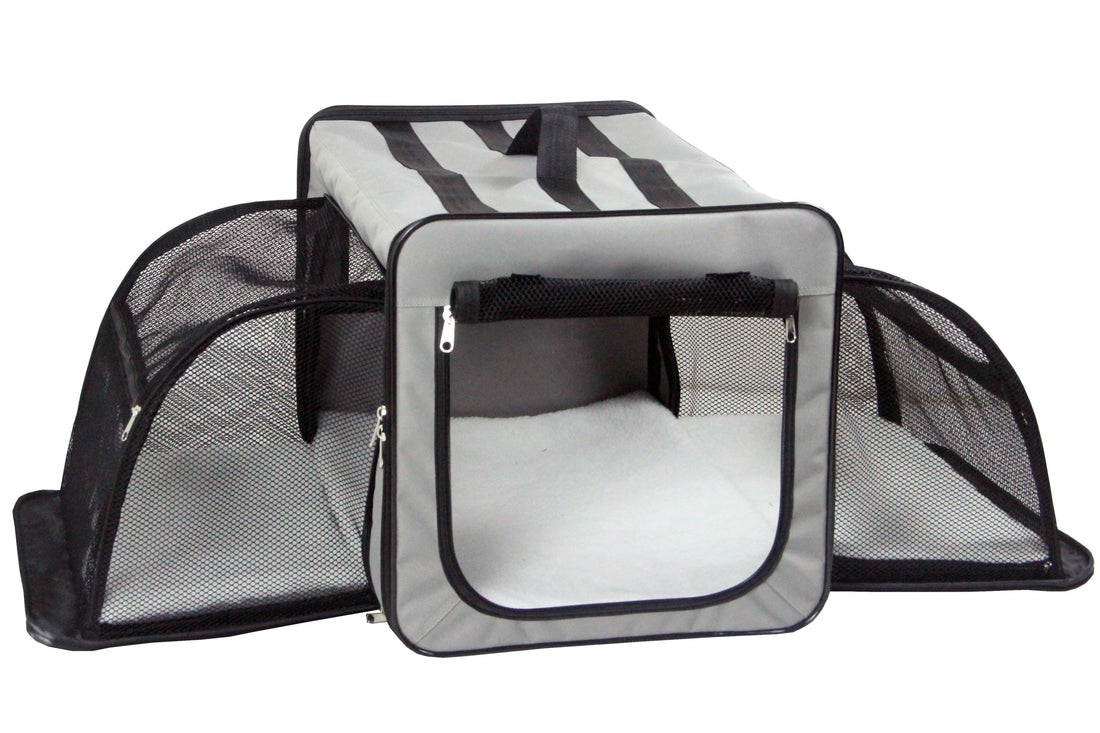 Pet Life ® Capacious Expandable Folding Dog Crate & Carrier